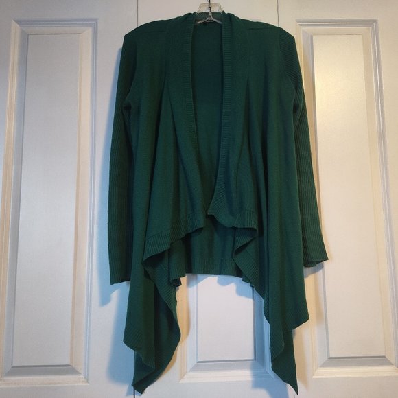 Green Open-Front Waterfall Knit Cardigan - Picture 1 of 4